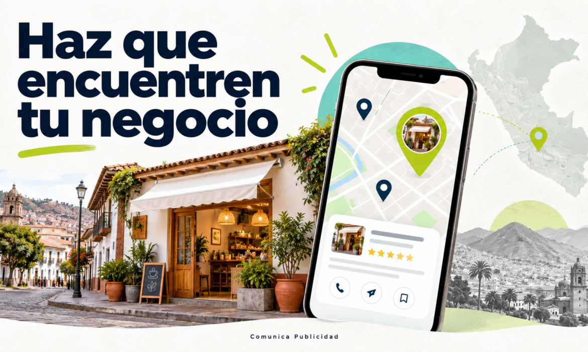 SEO local en Perú: un negocio visible en un mapa del celular con ubicación y reseñas.